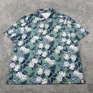 Fair Harbor Performance Polo Shirt Mens Size XL Floral Green Mint